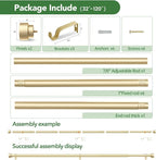 Time Forest Gold Curtain Rods for Windows 32 to 120 Inch, 1 Inch Diameter - Image 6