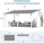 AECOJOY 16' x 8' White Gazebo Outdoor Pergola - Image 5