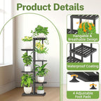 iDavosic.ly Plant Stand with Grow Light Indoor Outdoor, 5-Tier Tall Metal - Image 2