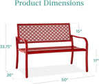 Best Choice Products Outdoor Bench 2-Person Metal Steel Benches Furniture - Image 3