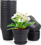 4 inch Small Plastic Nursery Pots, 16 Pack Plant Pots by Meowell