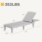 DWVO Outdoor Plastic Chaise Lounger, Poolside Lounge Chair w/5-Position - Image 3