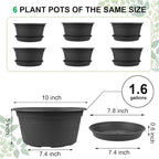 6 Pack 10 inch Plant Pot, Round Plastic Plant Pots, Outdoor Pots - Image 2