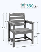 SERWALL Outdoor Dining Chairs Set of 4, All-Weather HDPE Patio Chair - Image 2