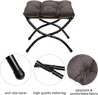 HollyHOME 15" Folding Footrest Stool, Upholstered Small Foldable Ottoman - Image 7