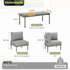 Sundale Outdoor 2 Pieces Metal Patio Furniture Set, Outdoor Sectional Sofa w/6 - Image 2