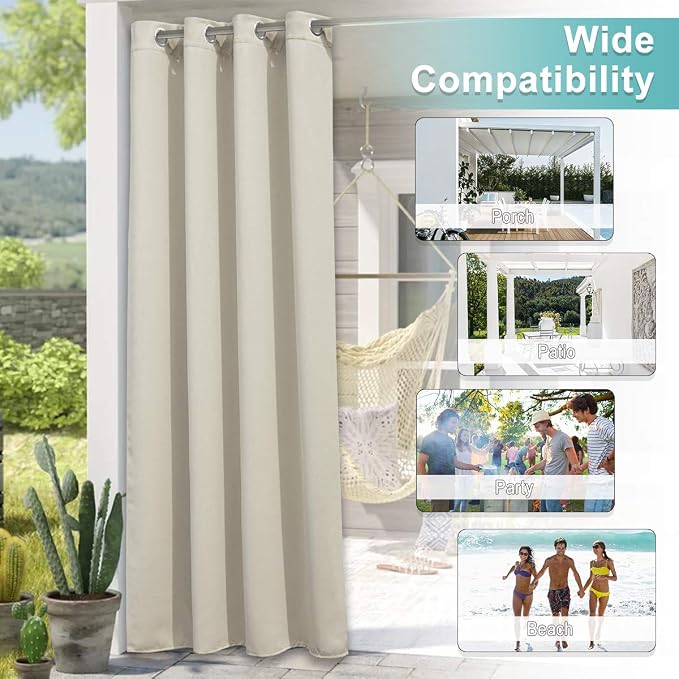NICETOWN Outdoor Curtain for Patio Waterproof Window Treatment, Grommet - Image 6