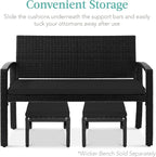 Best Choice Products Set of 2 Wicker Ottomans, Additional Seating, Side Table - Image 5
