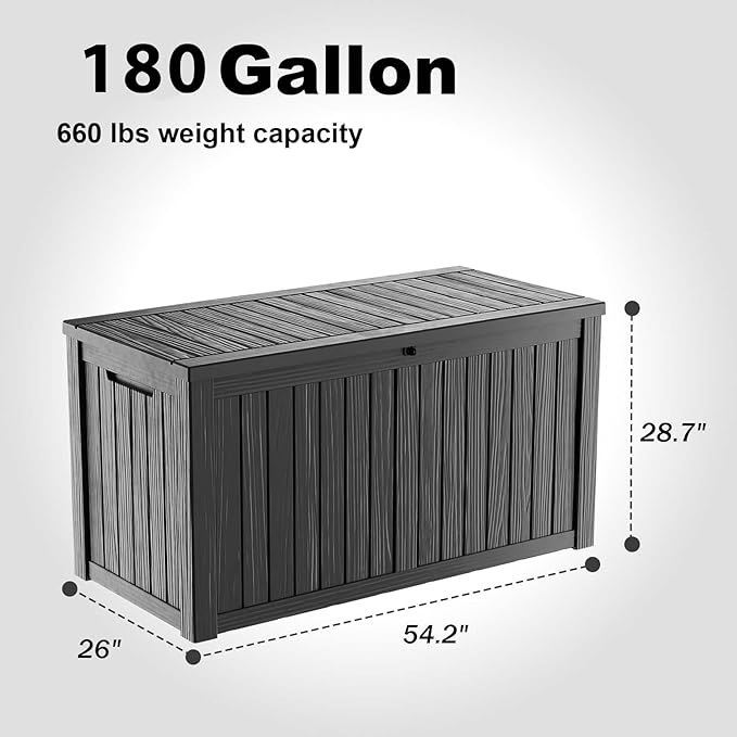 EasyUp 180 Gallon Outdoor Deck Box Waterproof, UV Resistant Resin Outdoor - Image 2
