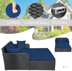 HAPPYGRILL Patio Rattan Daybed Outdoor Loveseat Sofa Set - Image 7