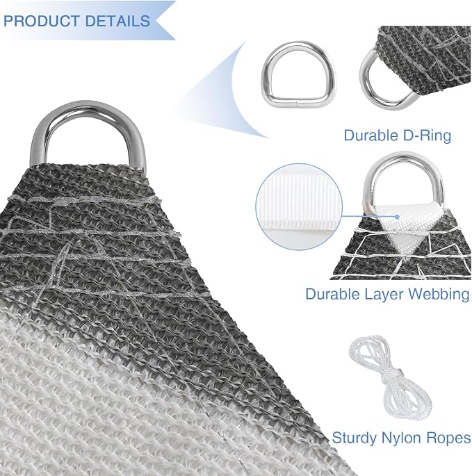E&K Sunrise 27' x 27' x 27' Sun Shade Sail Triangle Canopy Shade Cover UV Block - Image 4