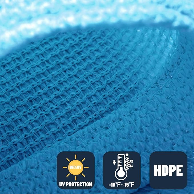 SUNNY GUARD Custom Size 5'x10'x11.2' Triangle Turquoise Blue UV Block Sunshade - Image 4