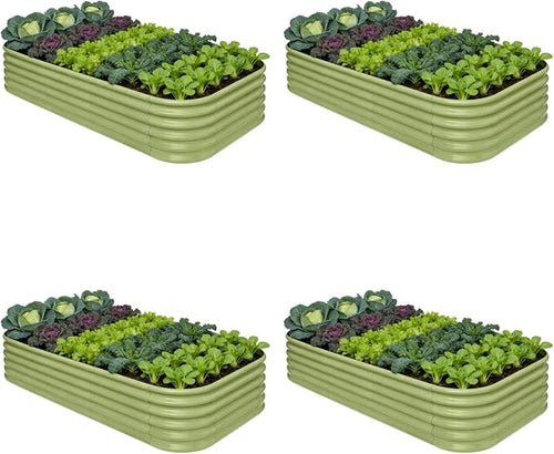4-Pack Galvanized Raised Garden Bed 8x4x1.5 | 10x2x1.5 ft, Modular Raised by Annoell