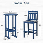nalone Outdoor Bar Chairs and Table Set, HDPE Balcony Adirondack Chairs and - Image 3