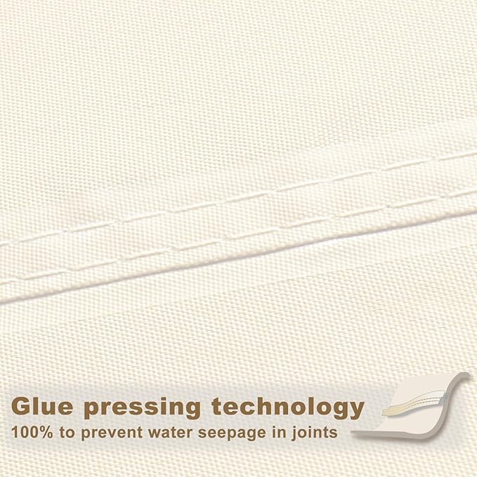 SUNNY GUARD Waterproof Sun Shade Sail 4' x 8' Cream Rectangle UV Block Sunshade - Image 3