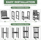 Outdoor Bistro Bar Set, Patio High Top Table and Bar Height Tall Adirondack - Image 8
