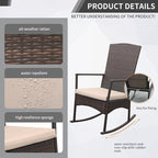 Outdoor Rocking Chair 3 Pieces High-Backed Rocking Chair Patio Rocking Chairs - Image 5