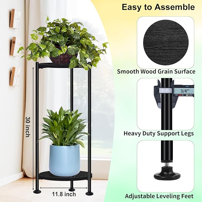 2-Pack Plant Stand Indoor Outdoor, Heavy Duty Indoor Plant Shelf, 2 Tier - Image 4