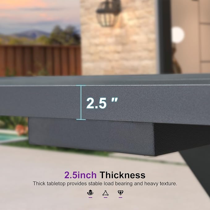 PURPLE LEAF Outdoor Dining Set for 8 All-Weather 9 Pieces Patio Aluminium - Image 6