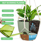 Hanging Planters for Indoor Outdoor Plants, 2 Pack Self Watering Hanging Pot - Image 3