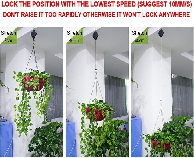 4 Pack Plant Hook Pulley, Retractable Plant Hanger Easy Reach Hanging Flower - Image 7