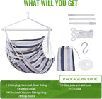 Backyard Expressions Striped Hammock Chair Hanging Rope Swing Chair, Anti Slip - Image 6