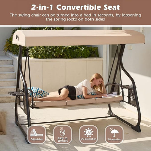 3-Seat Patio Porch Swing 800LBS Outdoor Swing - Image 2