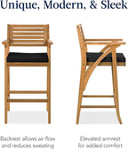 Best Choice Products Set of 2 Outdoor Acacia Wood Bar Stools Bar Chairs - Image 4