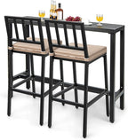 COSTWAY 3 Piece Outdoor Patio Bar Set, Metal Bar Table and Chairs Set by COSTWAY