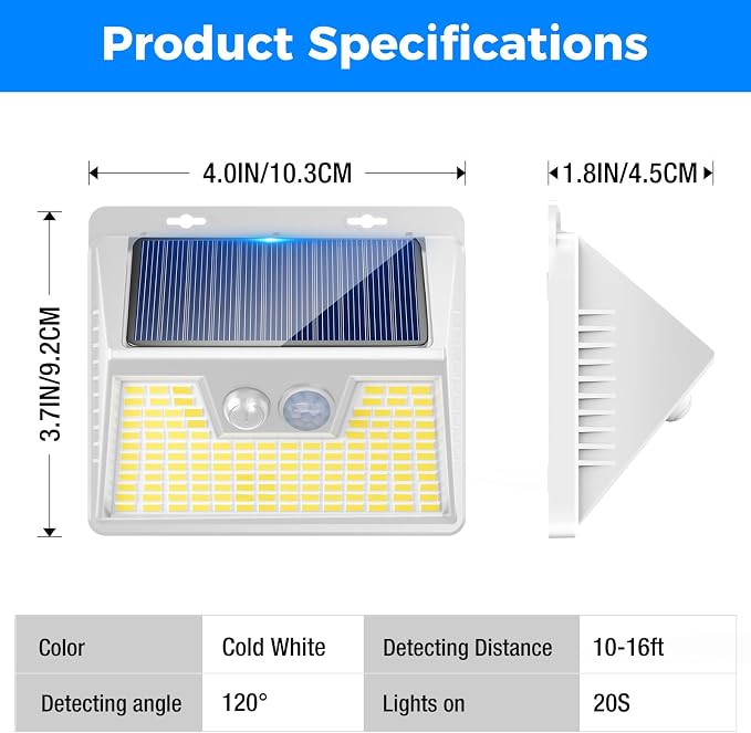 Peasur 16Pack Solar Motion Sensor Lights Outdoor Waterproof, 140LED 3 Modes - Image 7