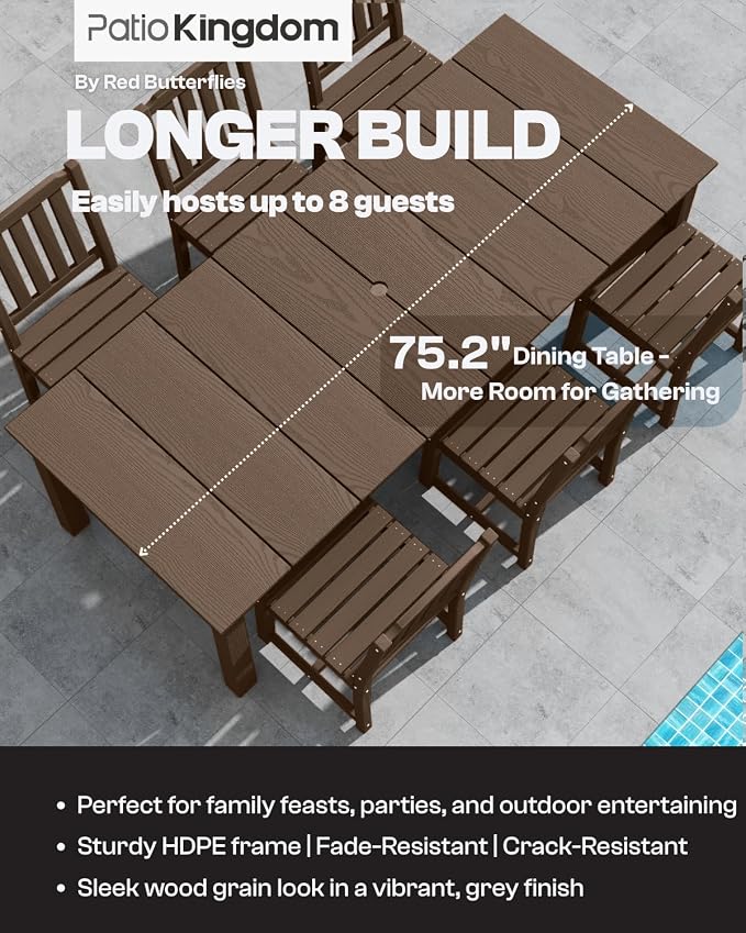Brown 9-Piece Outdoor Dining Set - Image 2