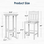 nalone Outdoor Bar Chairs and Table Set, HDPE Balcony Adirondack Chairs and - Image 3