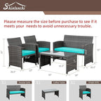 4 Piece Patio Ratten Set Outdoor Furniture Set Wicker Conversation Set - Image 6