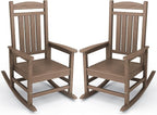 KINGYES Outdoor Rocking Chair Set of 2, High Density Polyethylene Patio Rocking by KINGYES
