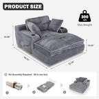 67" Oversized Chaise Lounge Chair Indoor, Soft Boneless Cloud Couch - Image 2