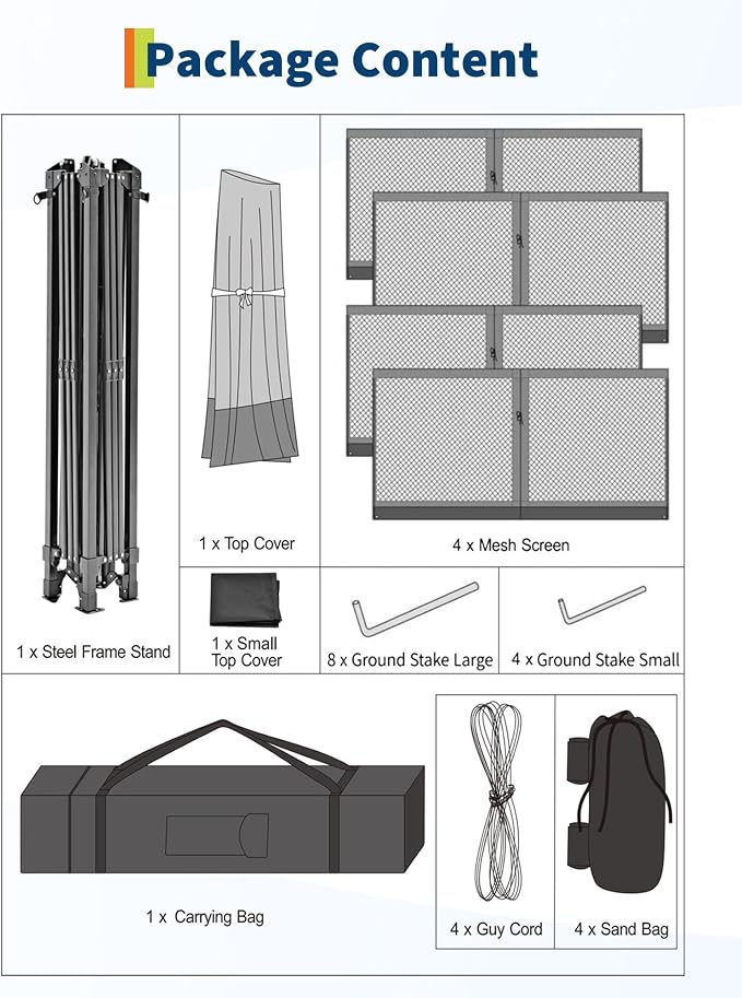 Canopy Tent 12x12 ft, Pop Up Gazebo One-Push Setup - Image 9