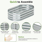 zizin 2 Pack Oval Galvanized Raised Garden Bed Kit 4x2x1ft Metal Planter Box - Image 6