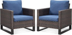 Belord Oversize Patio Chairs Set of 2 Outdoor Wicker Dining Chairs, All-Weather by Belord