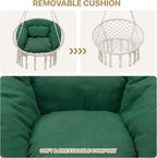 Monibloom Hanging Hammock Chair w/Dark Green Cushion, Porch Macrame Swing Chair - Image 3