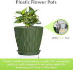 4 inch Small Plastic Nursery Pots, Seedling Pots, 5 Set Water Ripples Plant Pots - Image 3