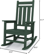 KINGYES Oversized Outdoor Rocking Chair, All-Weather Patio Rocking Chairs - Image 2