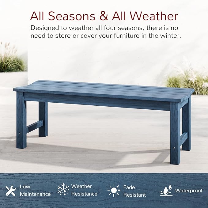Stoog Outdoor Bench, 2-Person Patio Dining Bench, Waterproof Garden Bench - Image 4