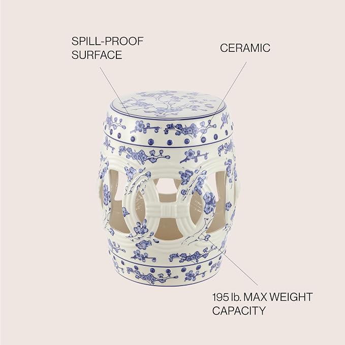 JONATHAN Y TBL1027A Lucky Coins 16" Chinese Ceramic Drum Indoor/Outdoor Garden - Image 5