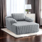 VINGLI Boneless Chaise Lounge Chair, Light Grey Oversized Reading Chair - Image 9