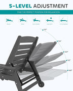 SERWALL Patio Chaise Lounge Chair Set of 6, 5 Positions Adjustable Poly Outdoor - Image 3