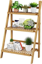 39.4" Foldable Plant Shelf Ladder Shelf, 3 Tier Bamboo Ladder Flower Pot by OAKVIVOElegantLifestyle