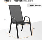 VINGLI Patio Chairs Set of 2 – Stackable Outdoor Dining Chairs - Image 3