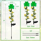 ST Patrick's Day Decorations Outdoor, 2 Pack Shamrock Solar Lights Outdoor - Image 7