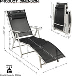 Giantex Chaise Lounge Chair for Outside, Pool Folding Reclining Beach Chair - Image 3