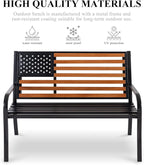 50" Outdoor Garden Bench, Cast Iron Metal Frame Patio and Porch Welcome Benches - Image 4
